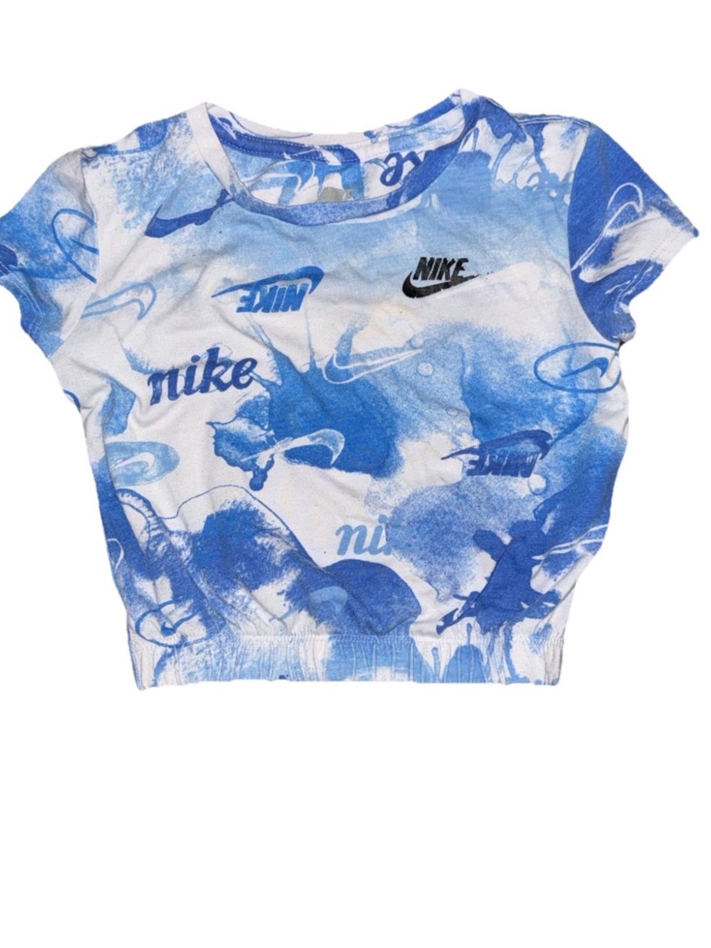Nike Girls' Blue & White Graphic Crop Tee - Kids 3T